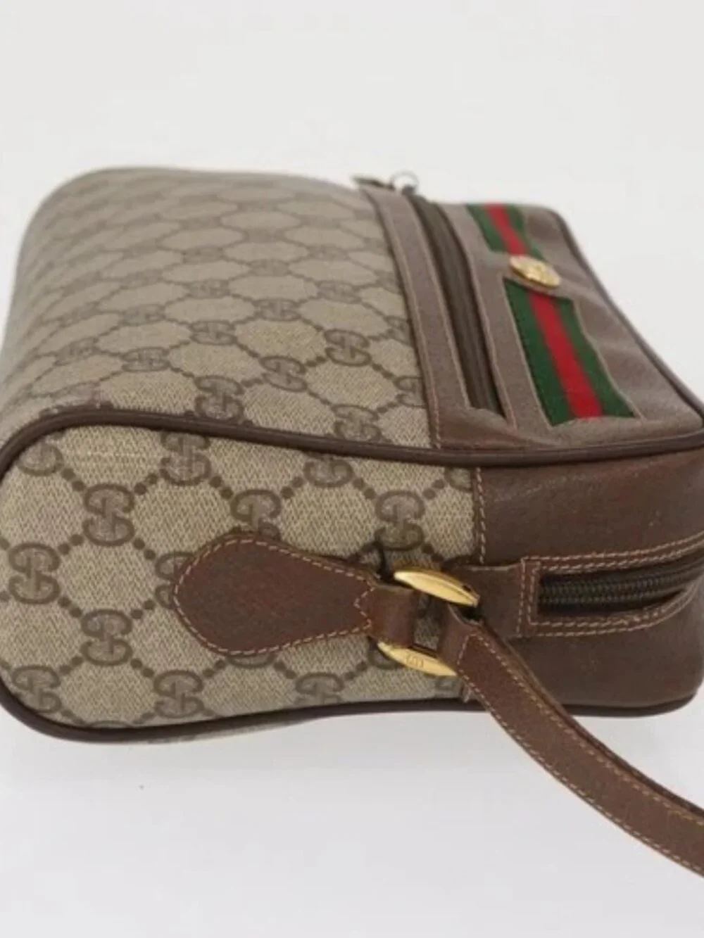 GUCCI GG Supreme Web Sherry Line Bag PVC Beige Gold 56 02 088 Auth ep12756 - Picture 3 of 16